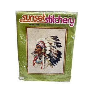 Sunset Stitchery "Indian Chief" Native American Embroidery Kit